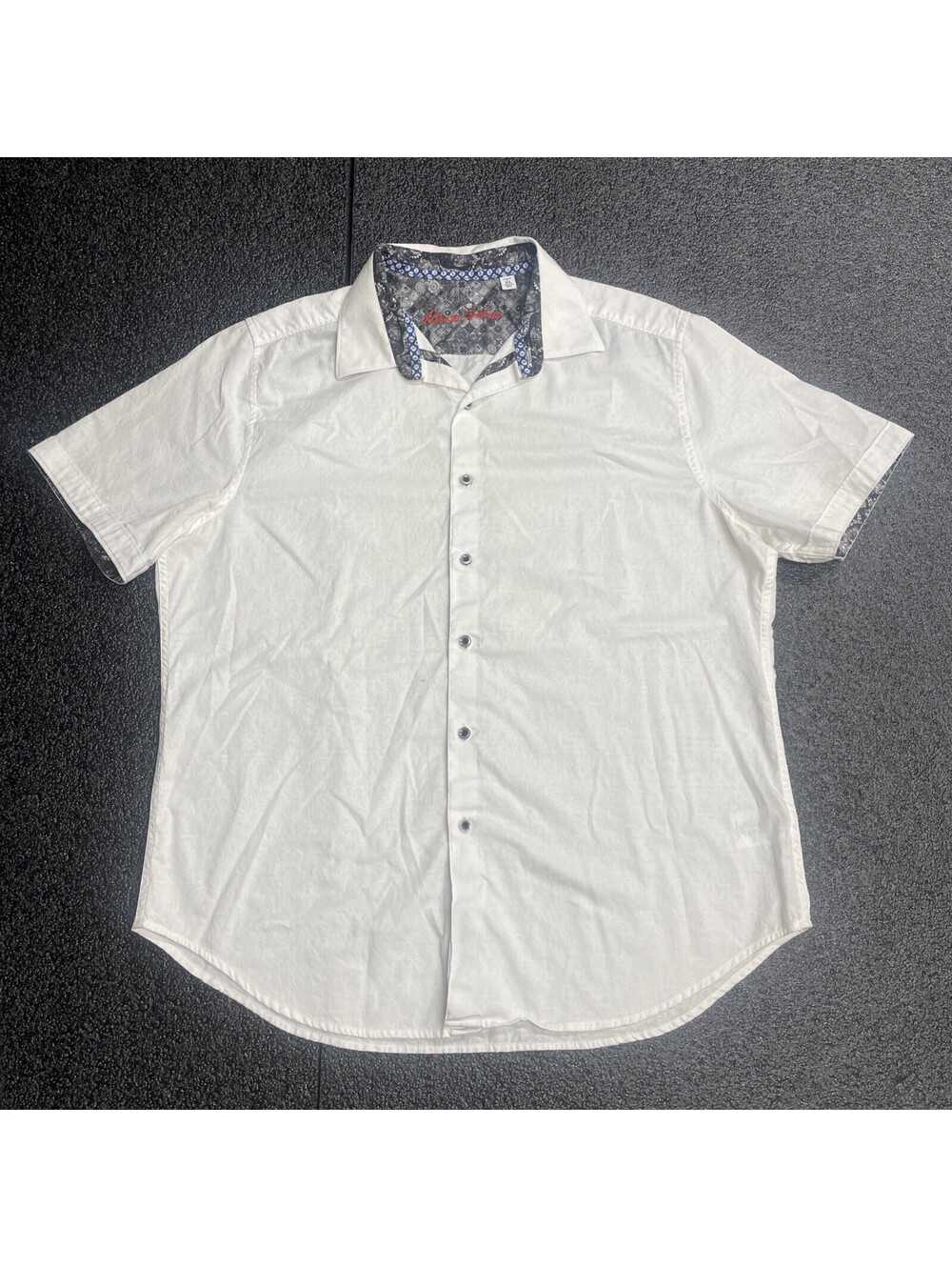 Robert Graham Shirt Mens XL White Classic Fit Short Sleeve Button Down Textured